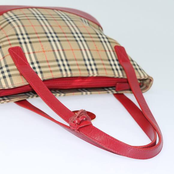 Burberry Nova Check Tote Bag Canvas Beige Red - Picture 7 of 16